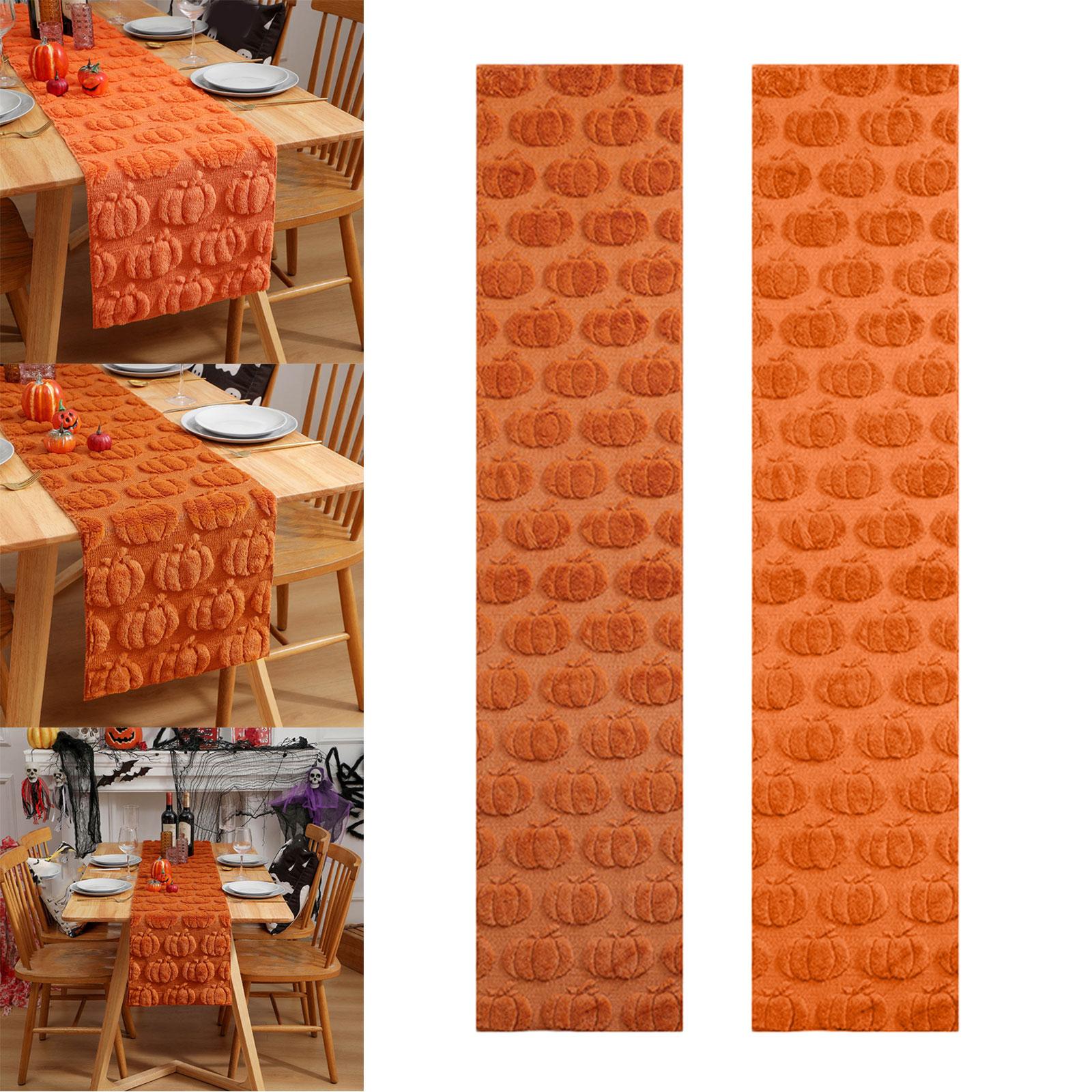 

Halloween Pumpkin Pattern Table Runner Fall Thanksgiving Dining Table Decor Festive Tablecloth Party Dining Table Decoration A оранжевый