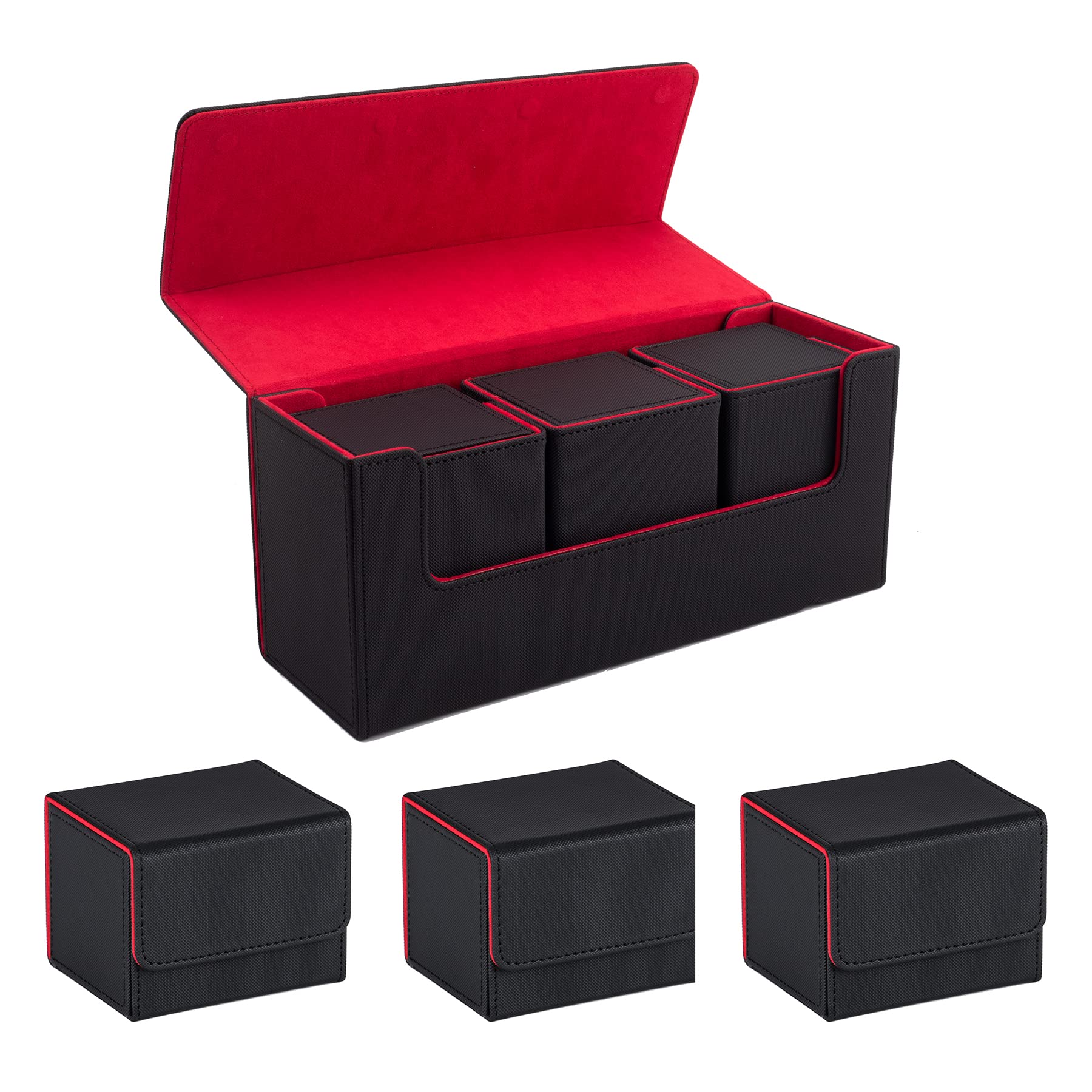 

HG CHASING TRIBE Кейс для торговых карт для магнитных PU Вмещает 33 магнитных Вмещает 800 Большой кейс для торговых карт Большой кейс для колоды 3 Маленьких кейса для колоды Черный и