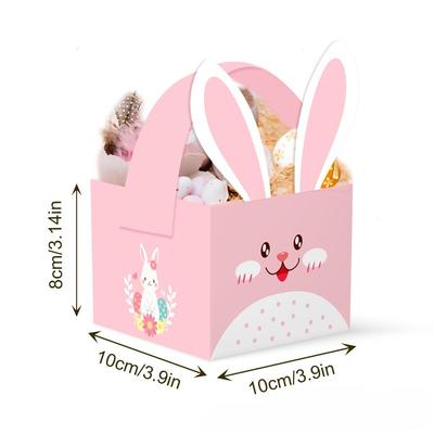 12 pièces Joyeuses Pâques, Paniers Portatifs Colorés Tridimensionnels pour Lapins, Œufs, Poules, Cadeaux de Fête et Boîtes Irrégulières.