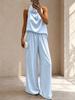1116 summer new European and American fashion solid color vest and trousers two-piece suit casual women's clothing
