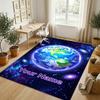 Cosmic Globe Theme Soft Crystal Velvet Rug Custom Name & Text Print Non Slip Floor Rug for Bedroom Living Room