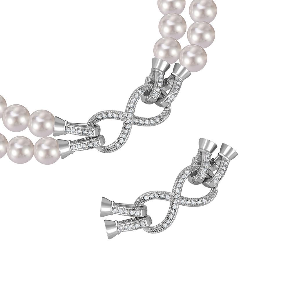Handmade DIY S925 Silver Pearl Necklace Clasp - Single/Double Row Figure 8 Universal Connecter Accessory.