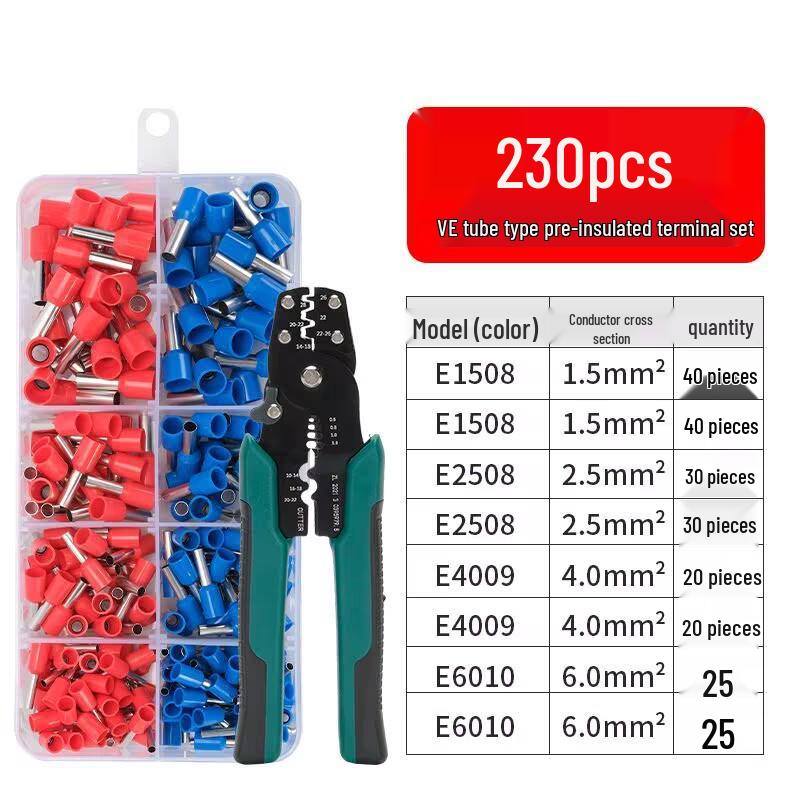 VE Cold Crimp Terminal Kit with Pliers - Quick Wiring Tool for Electricians