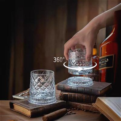 255 ML Whiskey Glass Transparent Wine Glass Household Heat-resistant Rotatable Beer Cup Party Drinkware Creative Ornaments Vaso