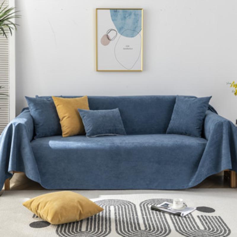 Universal Waterproof Solid Color Cut Velvet Sofa Cover for All Seasons, Simple Non-slip Urine Barrier and Anti-dirty Sofa Cover