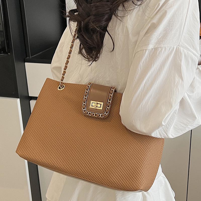 Fashion foreign shoulder bag withered grid chain bag niche trend casual handbag large capacity tote bag