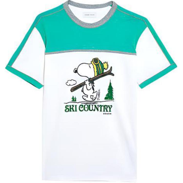 Coach Мультяшная футболка с буквенным принтом круглым вырезом и короткими рукавами мужские топы белая зеленая C7640-CU3 XS 7490₽