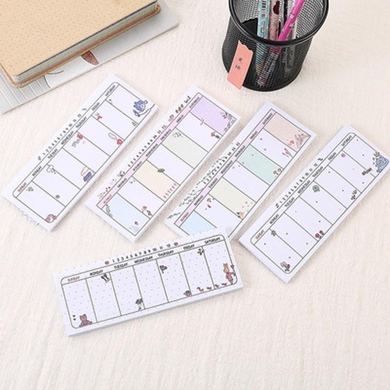 3pcs Kawaii Weekly Plan Paper Scrapbooking Stickers Sticky Note Stationery School Supplies Memo Pad