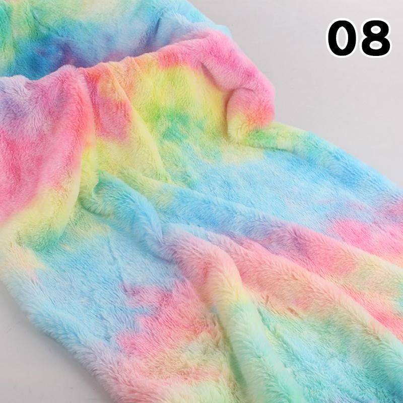50x160cm Tie Dye Faux Rabbit Plush Fur Fabric Gradient Smooth Soft Rainbow Cloth For Diy Sewing Garments Dolls Clothes Hat Scarf