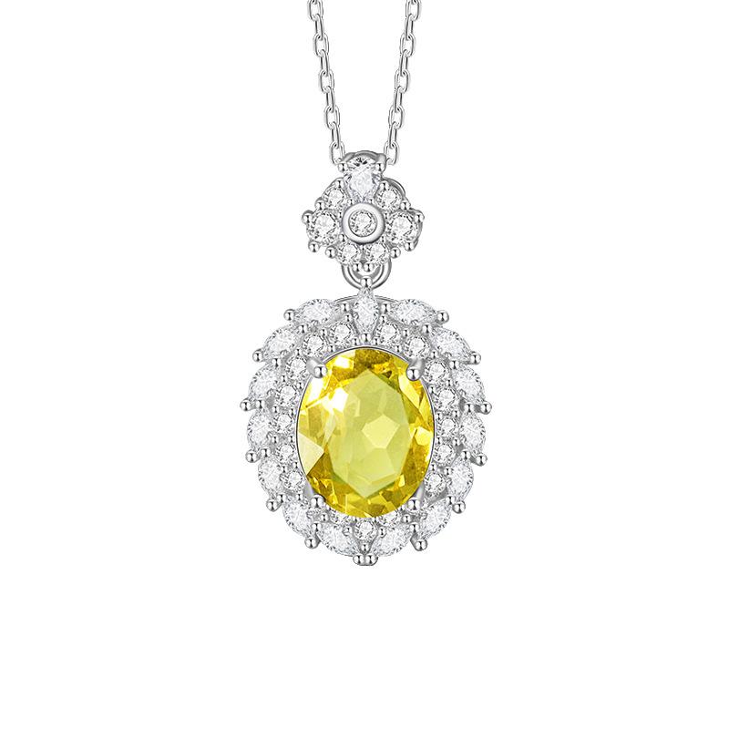 S925 Silver Necklace with Natural Gemstone/Garnet Pendant, Luxury Crystal Jewelry for Women