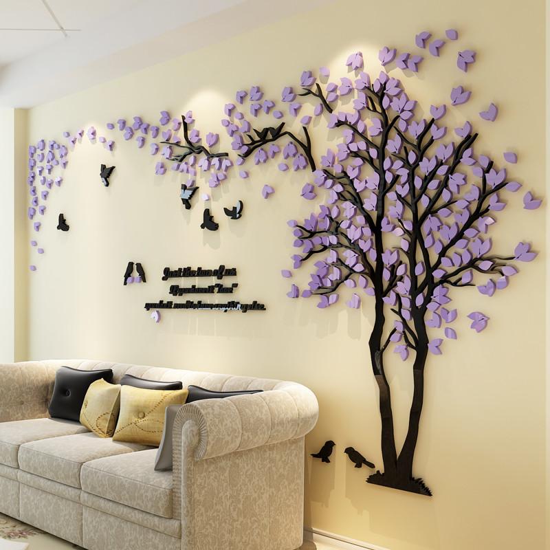 Adesivo da parete a specchio acrilico albero 3D decalcomanie arte fai da te TV sfondo poster da parete decorazione della casa camera da letto soggiorno adesivi