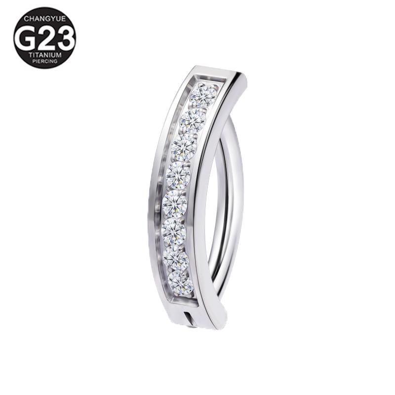 1PC Implant Grade G23 Titanium Cz Belly Button Ring Septum Rings Clicker Belly Clip Navel Ring Curved Barbell Piercing Jewelry