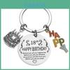 Happy Birthday Cake Keychain Stainless Steel Keyring Elegant Gift For Friends And Colleagues