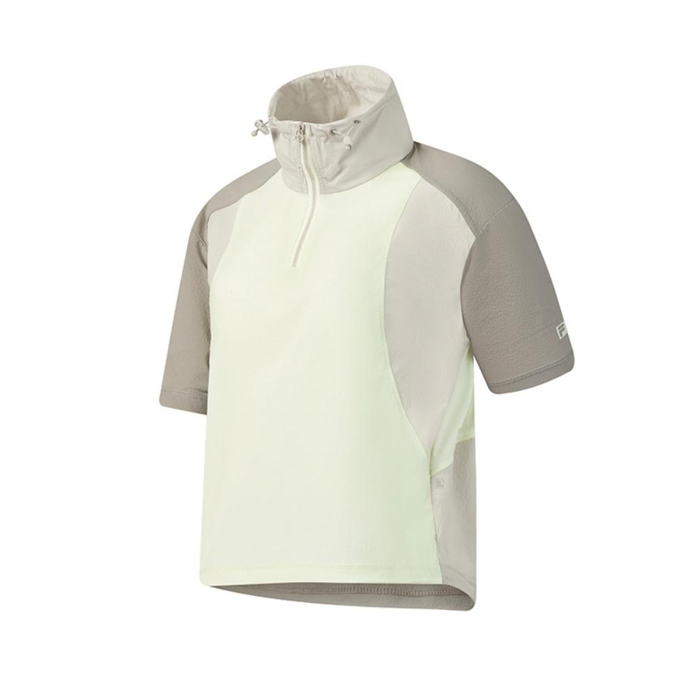 

FILA Fitness Fashion Minimalist Trendy Sports Training Versatile Comfortable Woven Stand Collar Half-Zip Loose Short Sleeve T-Shirt A11W621115FLG M