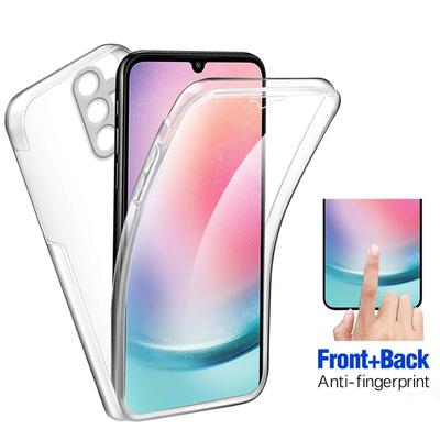 Husă dublă din silicon transparent 360 pentru Samsung Galaxy A55 A15 A05S A54 A14 A04S A53 S23 S24 Ultrs Plus Redmi Note 13 iPhone 15 14 13 12 Pro Max Husă completă