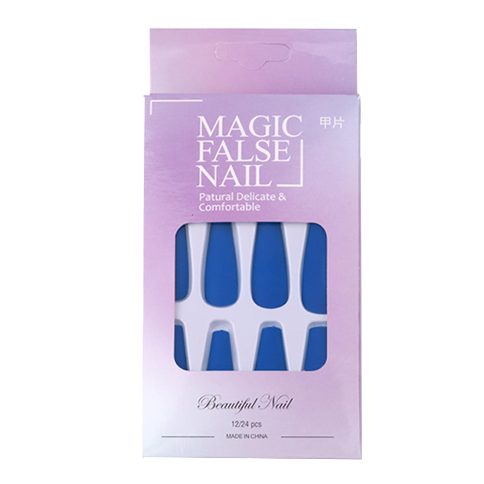 

24 шт. съемных накладных ногтей с длинным клеем One Size белый