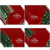 Festive Christmas Letter Print Linen Placemat and Coaster Set - Heat Resistant Table Decoration