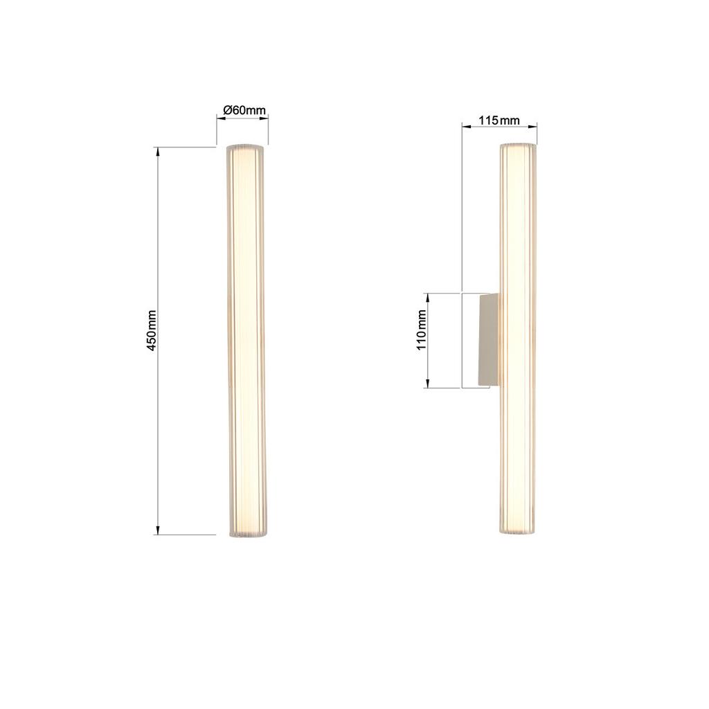 Kinkiet Ścienny Nowoczesny Biały Szklana Tuba W Kreski 45 Cm Ip44 Zmienna Barwa Led 8W Linea Light Prestige
