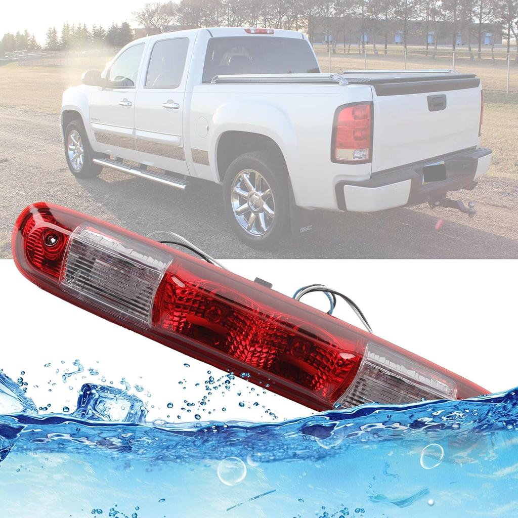Dasbecan GM25890530 Red Rear Center High Mount Brake Light Compatible With GMC Sierra Chevy Silverado 2007-2013 Replace 923-247 Led Lamp Red Housing