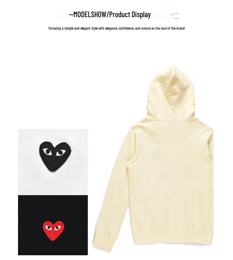Sweat à capuche unisexe HEYPLAY en forme de cœur - Tissu éponge - Tendance japonaise Rouge Classique