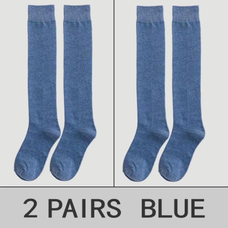 2 Pairs of Socks Women's Calves Socks Pure Color Cotton Socks Knee-japanese Department Jk Stockings College Wind Pile Socks