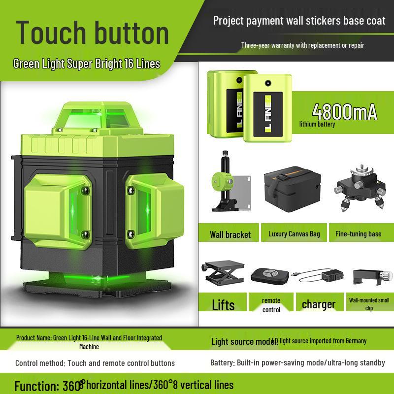 LFINE4D 16-Line 3D12-Line Green Light Laser Level Projector