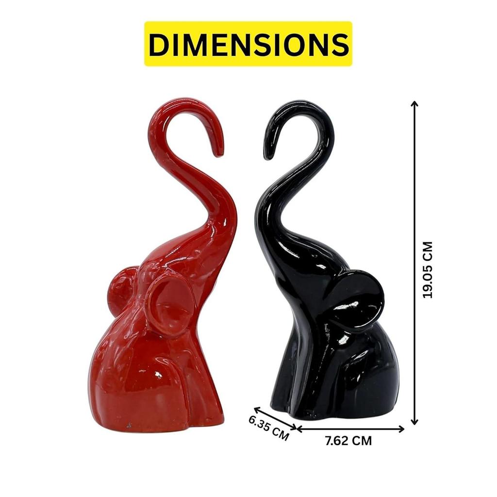 Home Décor Elephant Couple Showpiece Statue for Good Luck Fengshui, Decorative Items Figurine for Home Decoration Living Room