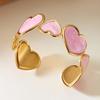 Bijou Manchette Cœur Effet Huile Goutte Unique Acier Inoxydable Doré Accessoires Bracelet Romantique pour Fête pour Femmes