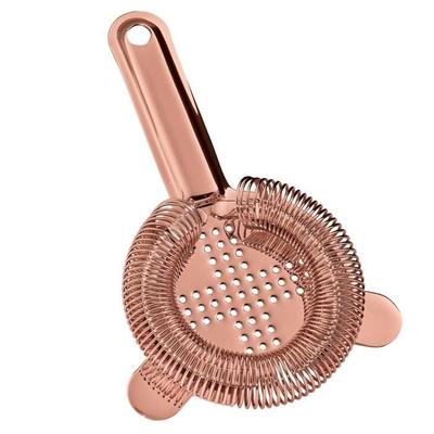 Cross Cocktail Strainer 304 Steel Copper, Fine Filter Crossed Holes Spiral Handle
