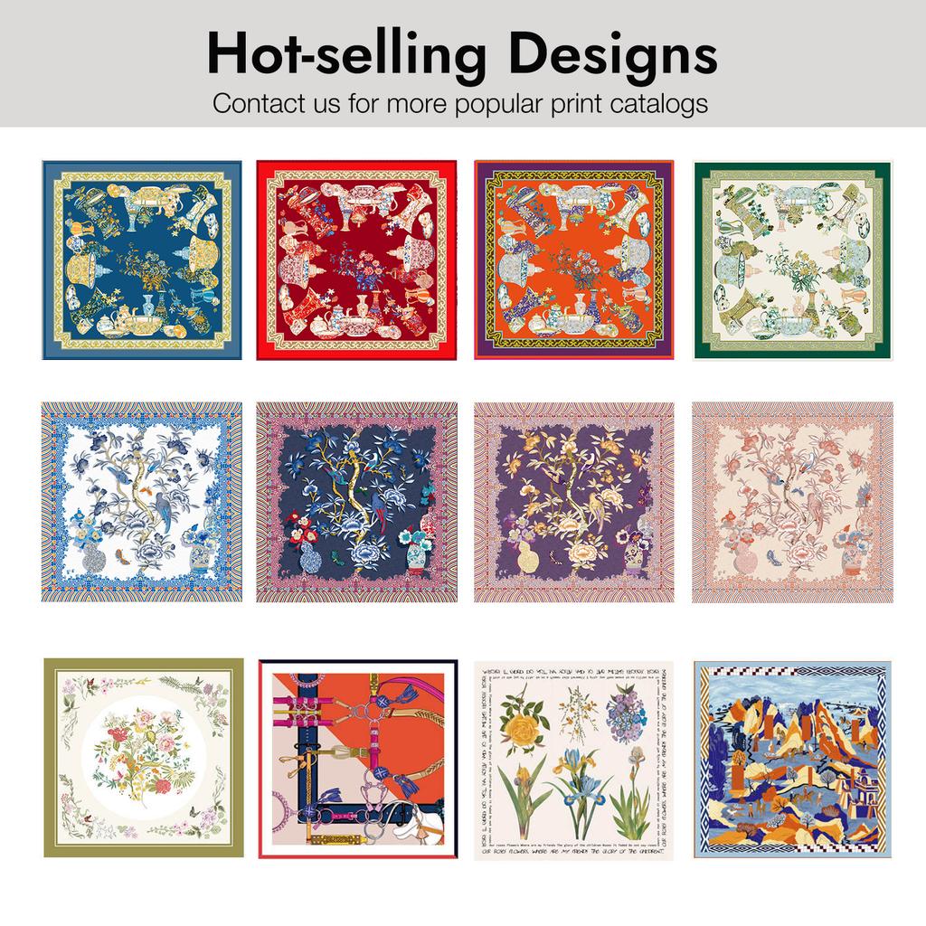 Customizable Twill Silk Scarf 100% Mulberry Silk Digital Printed Women Low MOQ Custom Bandana Headscarf Hand Rolled Edge