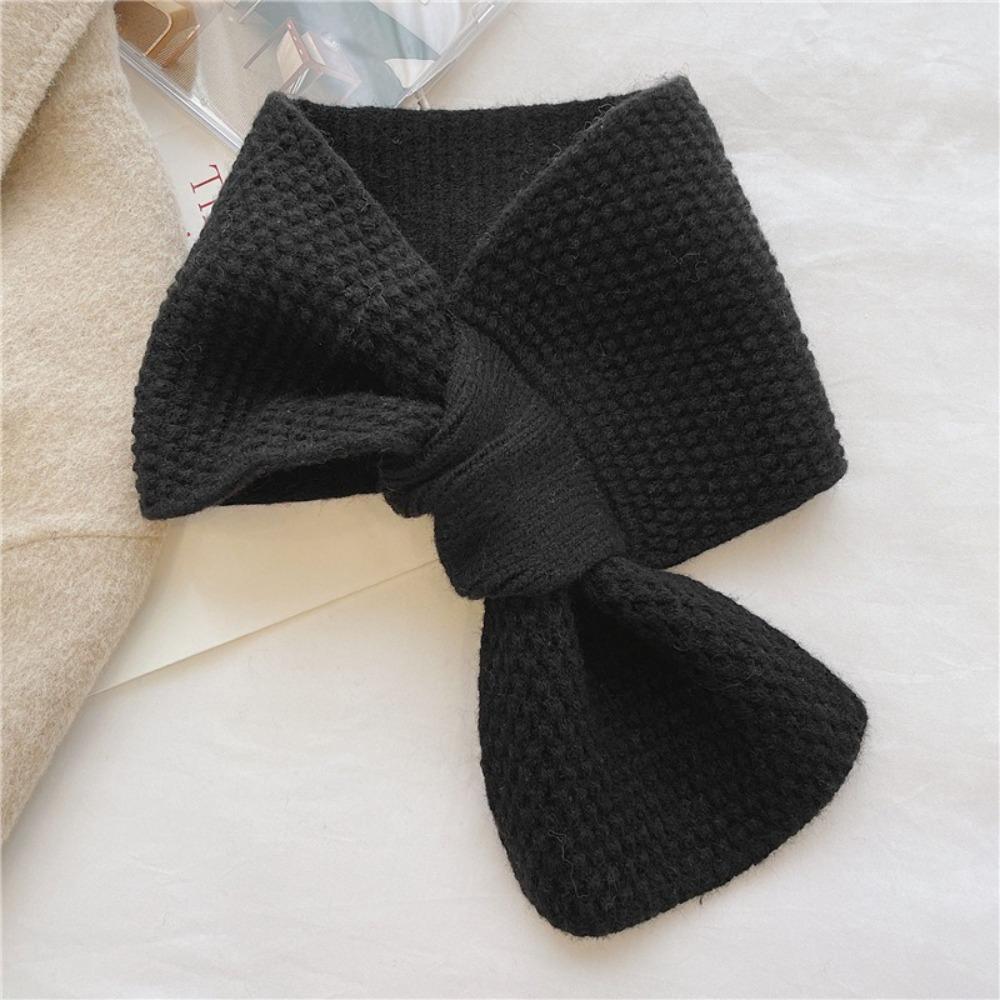 Knitted Neck Scarf Thick Neckerchief Wrap Winter Warm Cross Scarf  Girls