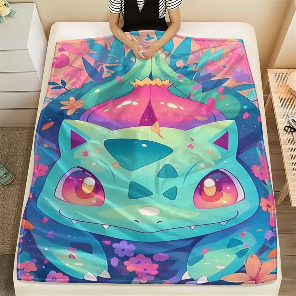 

Bulbasaur Printed Flannel Blanket Comfortable Warm for Couch Bed Sofa Picnic.-TING 75x90cm