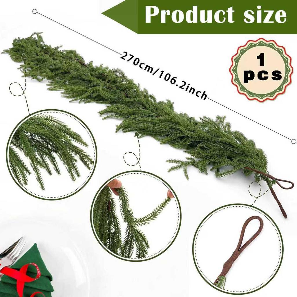Nofox Rattan Pine Needle Christmas Wreath Decoration