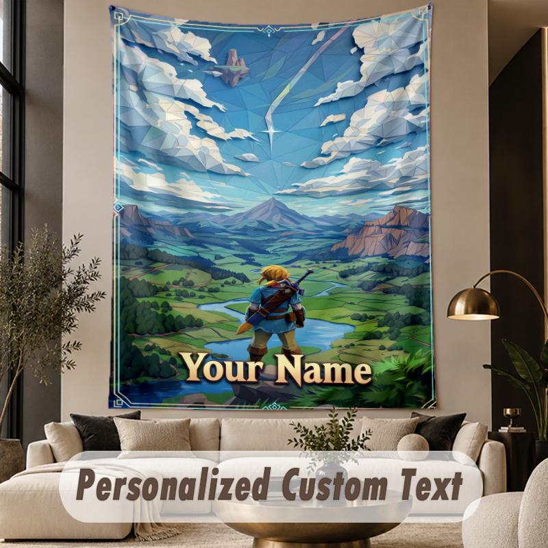 Custom Text Printed Tapestry Zelda Pattern Large Wall Hanging Indoor Room Decor