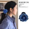 Retro Denim Blue High-end Feeling Rose Flower Clip Banana Ins Atmosphere Back Of Head Disheveled Hair Shark