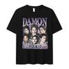 Vintage Y2k T Shirts Damon Salvatore IanSomerhalder TV Drama Pattern Tshirt Fashion Oversized T Shirt Print Street Wear Unisex