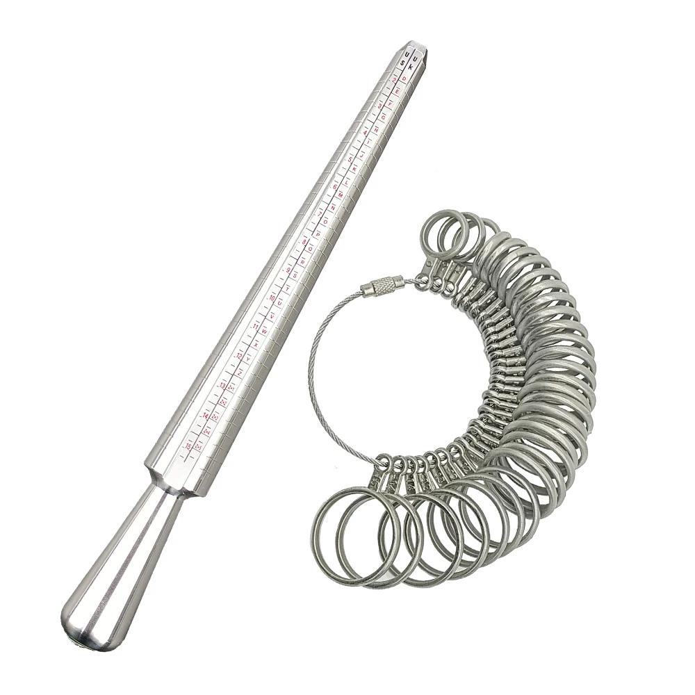 Metal HK/US/JP/UK/EU Ring Sizer Mandrel Rings Size Measure Tool Finger Gauge Kit Jewellery Sizing Tools for Men Women Steel