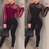 Women Sleeve Long Sexy Stretch Bodycon Bodysuit Tops Casual Leotard Plain Shirt