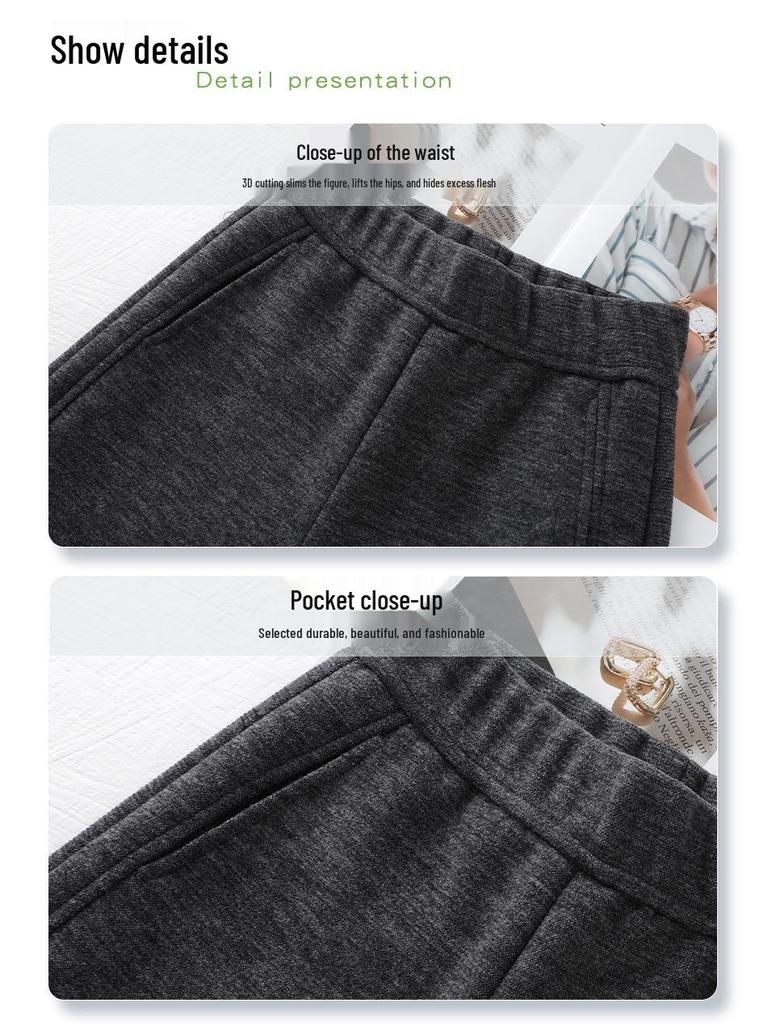 Women's Gray Woolen High-Waist Scimitar Pants - 2024 Autumn/Winter Collection