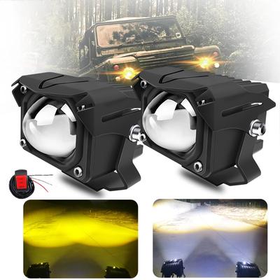 Motorcycle Headlight Fog Lamp Auxiliary Spotlight Driving Led Work Light Dual Color Mini LED Scooter Bicycle Motorbike Lights