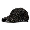 Classic French Style Plaid Baseball Cap for Women - Gold Thread, Hard Brim, Fashionable Autumn/Winter Accessory
