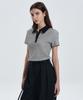 Tienjiti W Crochet Striped Polo (Black) Tnts6E208Bk