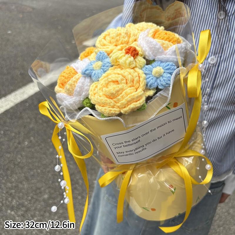 Crochet Flower Bouquet Mother's Day Gift Flowers Handmade Bouquet Wedding Party Decor Guests Gifts Graduation Gifts