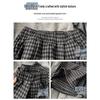 Petite Korean Style High Waist Wool Blend Plaid Wide Leg Pants - Fleece Lined for Autumn/Winter