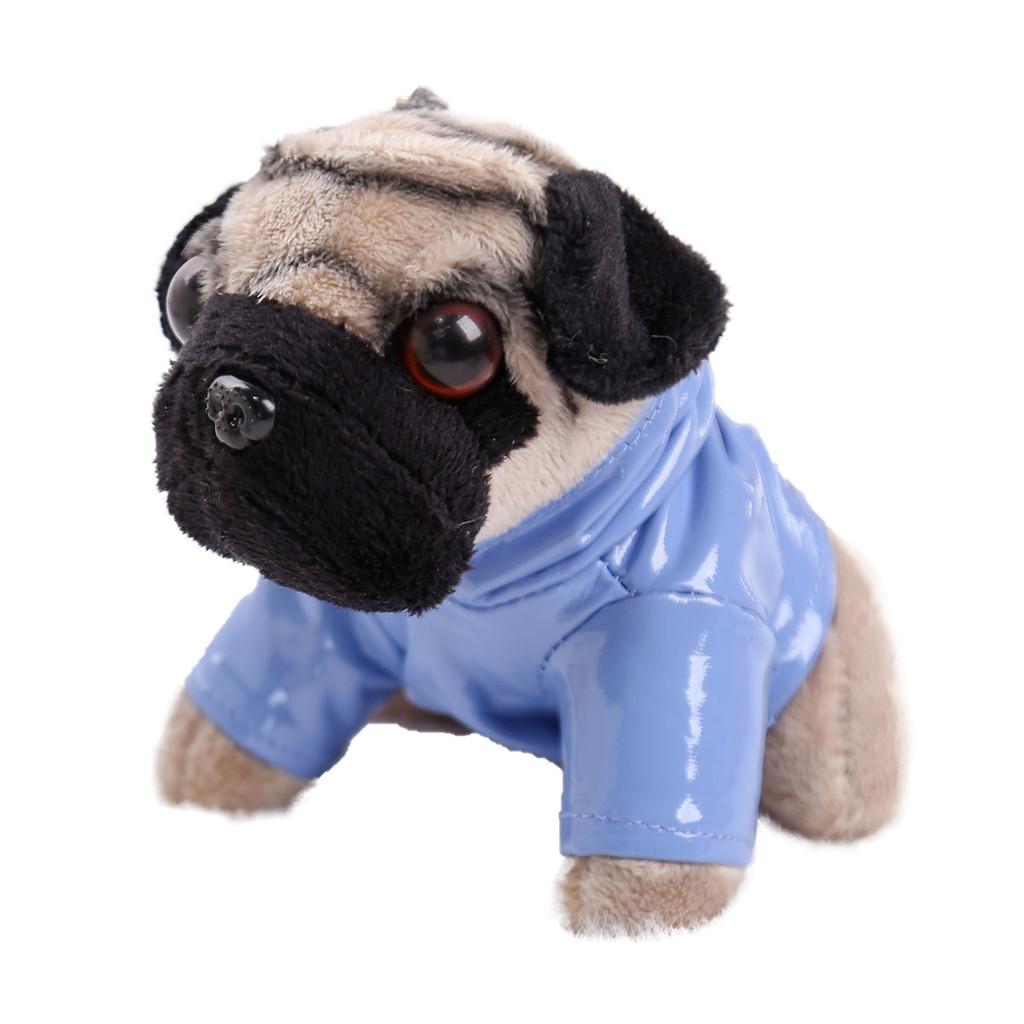 Pug Dog Plush Toy Keychain With Short Pile Fabric For Birthday Gift And Bag Charm