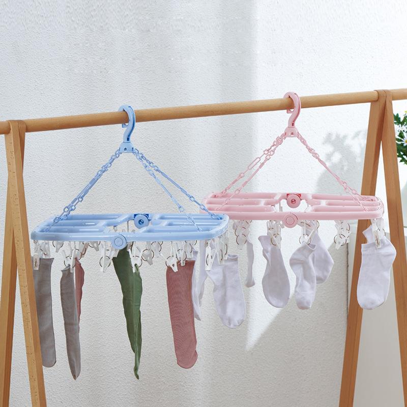 Multi-Hooks Clothes Drying Rack Home Use Balcony Underwear Pants Drying Holder Multifunctional Laundry Storage Organizer