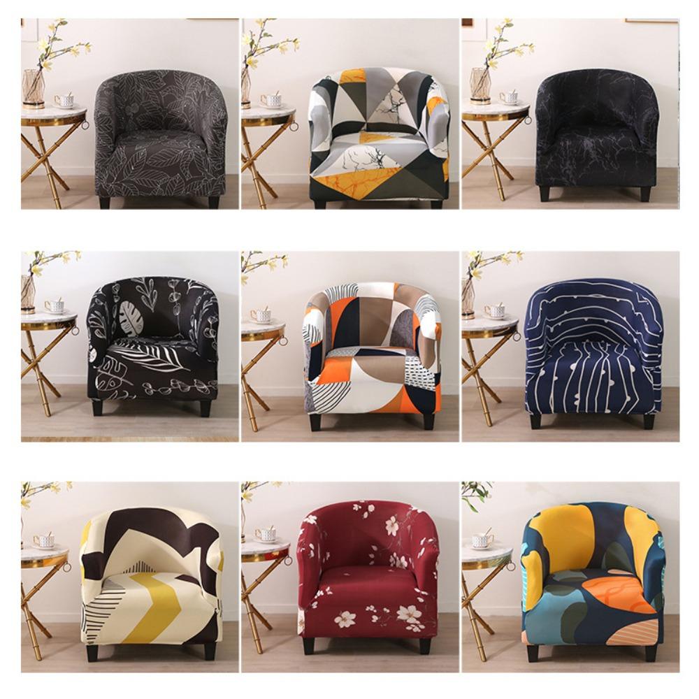 Stretch Printed Semi Circle Sofa Cover Full Wrap Cafe Chair Cover Internet Cafe Hotel Sofa Protector