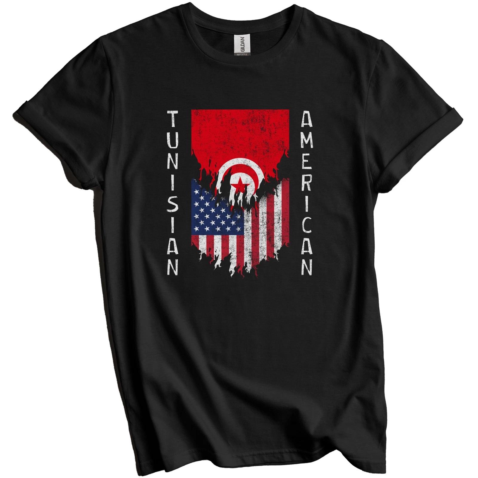 Tunisian American Flags Ripped Torn Tunisia T-Shirt 4XL