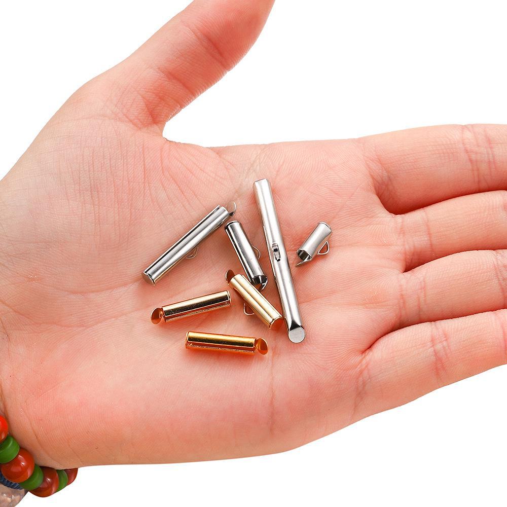 Sliding Buckle Earring Tassel Connector Tube Clip, 10-40mm Single Groove Slide Rail Tube