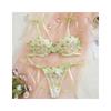Autumn New Flower Embroidery Light Green Sexy Lingerie Set Pure Perspective Lace Bra